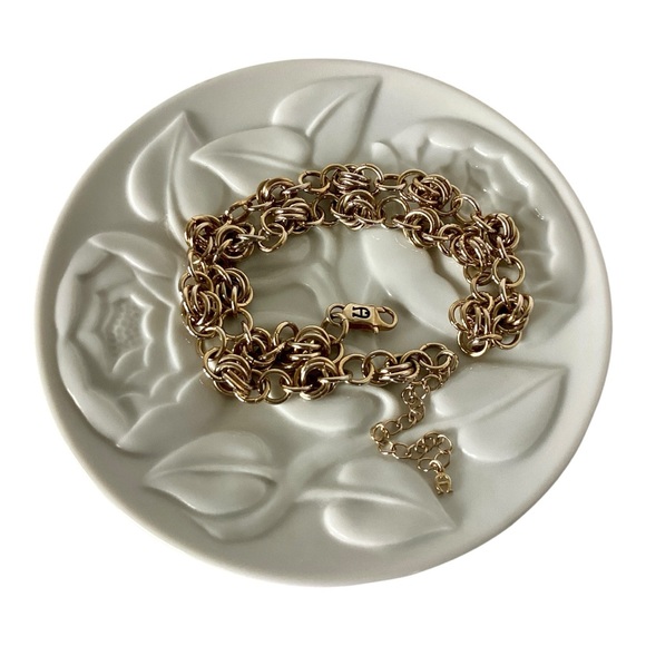 Etienne Aigner Gold Tone Choker Necklace Double Round Links Vintage EUC - Picture 2 of 8